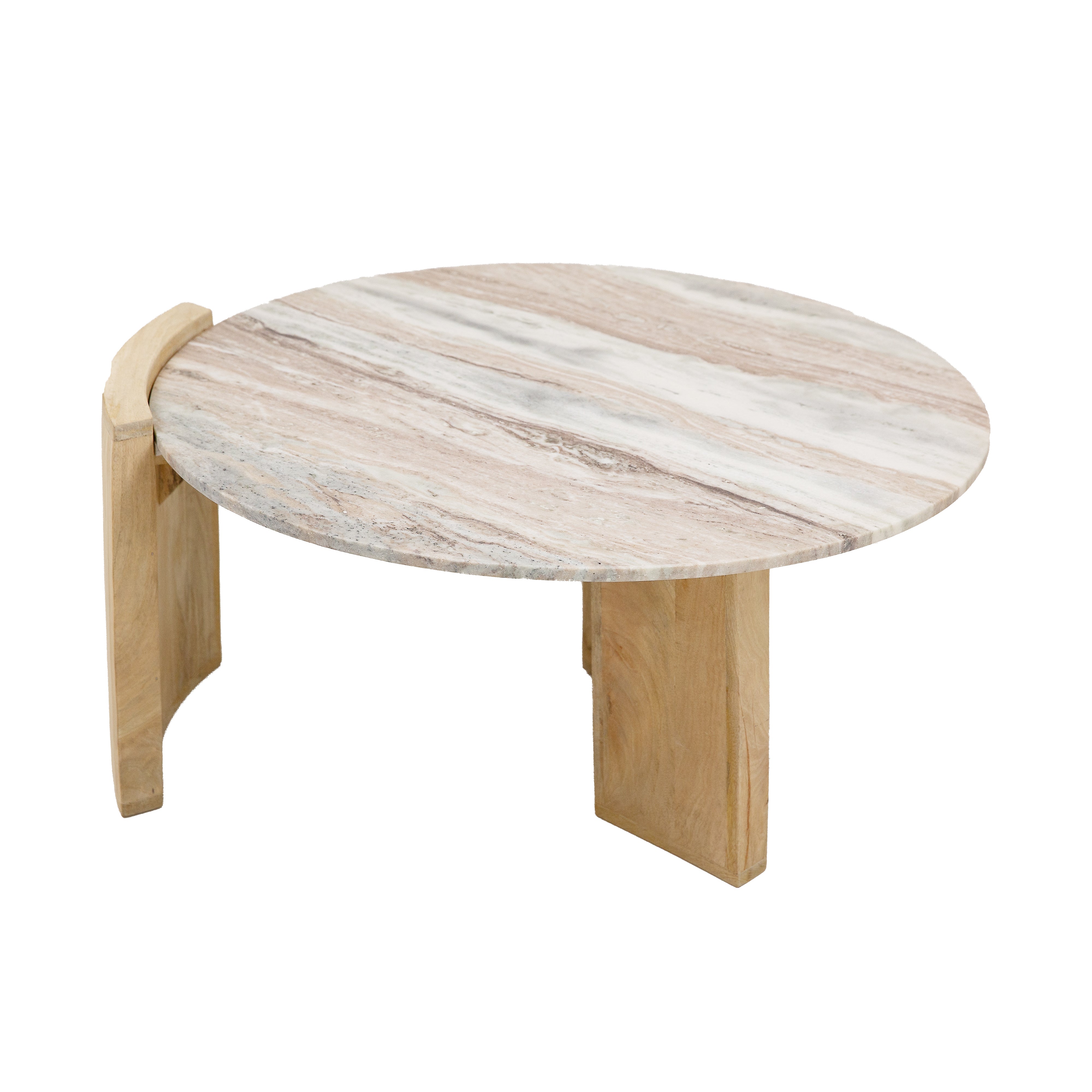 Odense Marble Top Wooden Base Coffee Table - Natural