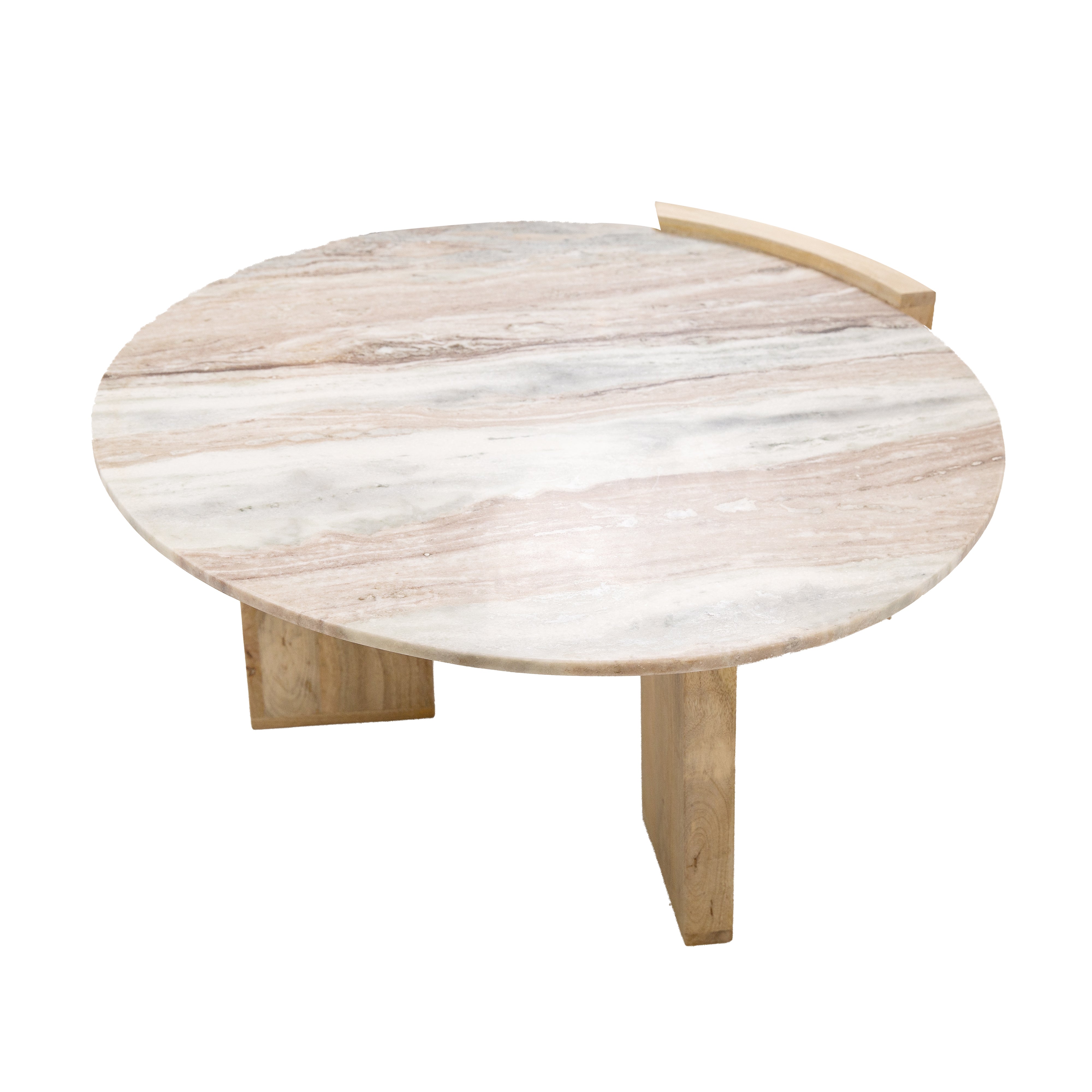 Odense Marble Top Wooden Base Coffee Table - Natural