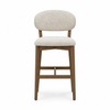 Luna Counter Stool - Beige Upholstery with Dirty Oak Wood Frame