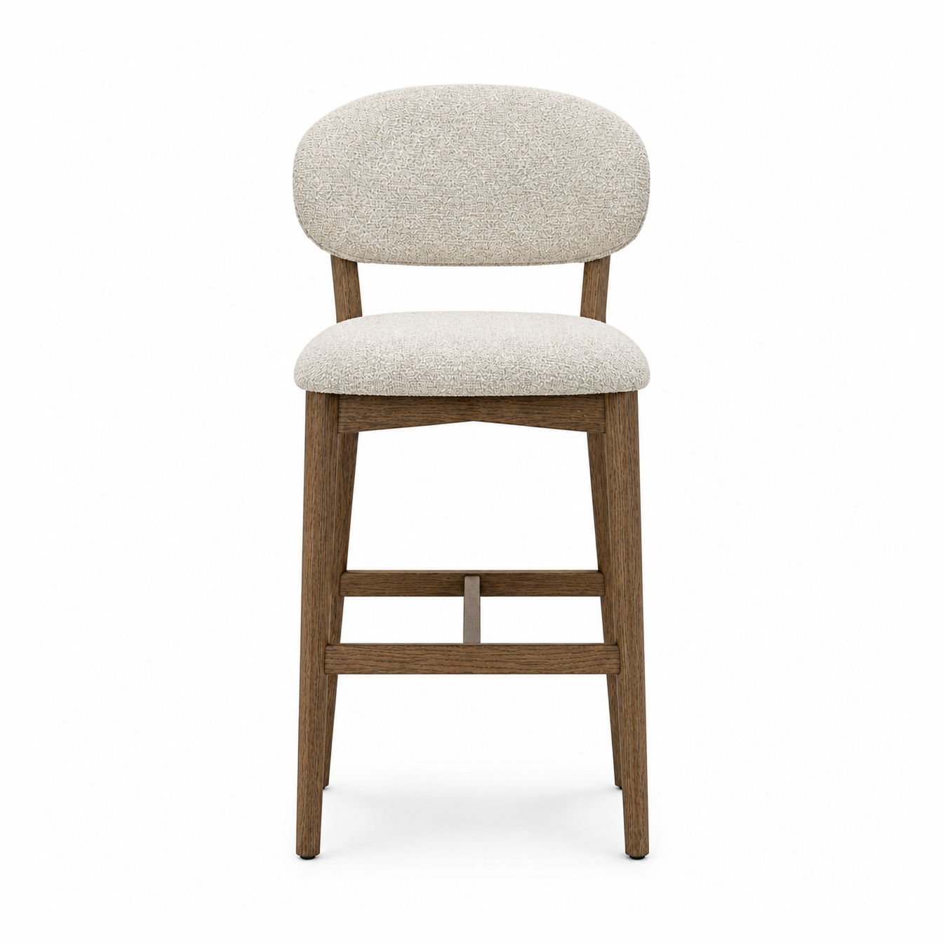 Luna Counter Stool - Beige Upholstery with Dirty Oak Wood Frame