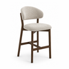 Luna Counter Stool - Beige Upholstery with Dirty Oak Wood Frame
