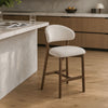 Luna Counter Stool - Beige Upholstery with Dirty Oak Wood Frame