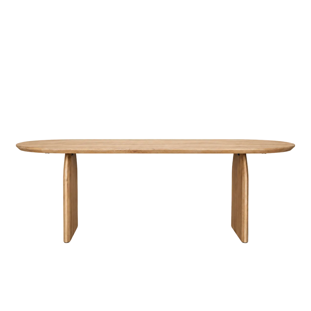 Isla Oval Dining Table w/Light Brown Wood Top & Arched Legs