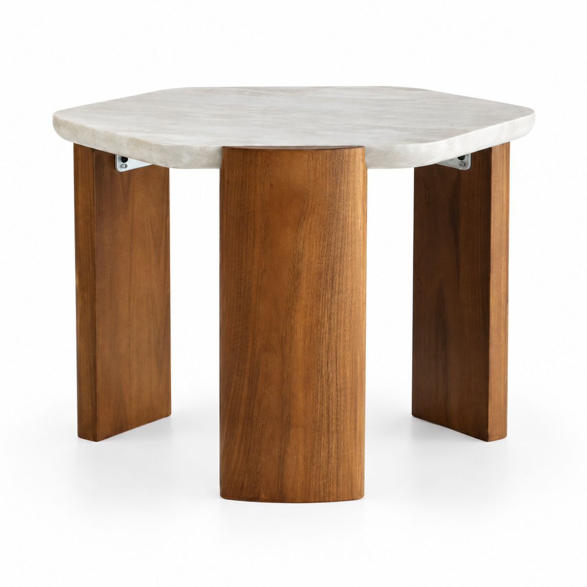 Mika Sculptured Travertine & Oak Side Table-thumbmail-1