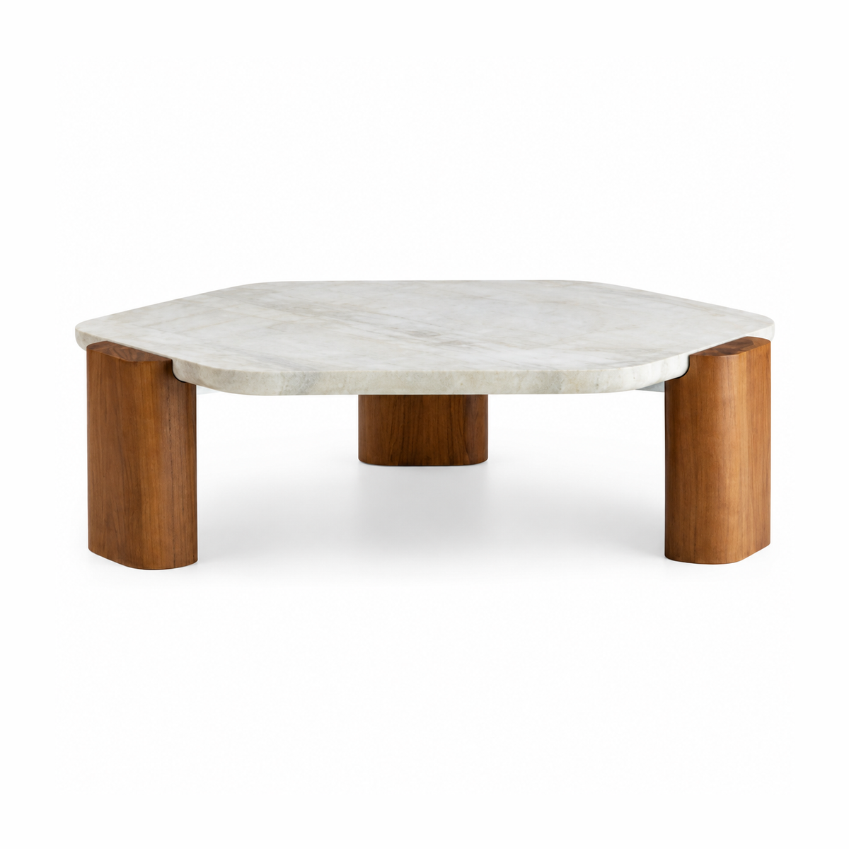 Mika Sculptured Travertine & Oak Coffee Table-thumbmail-1