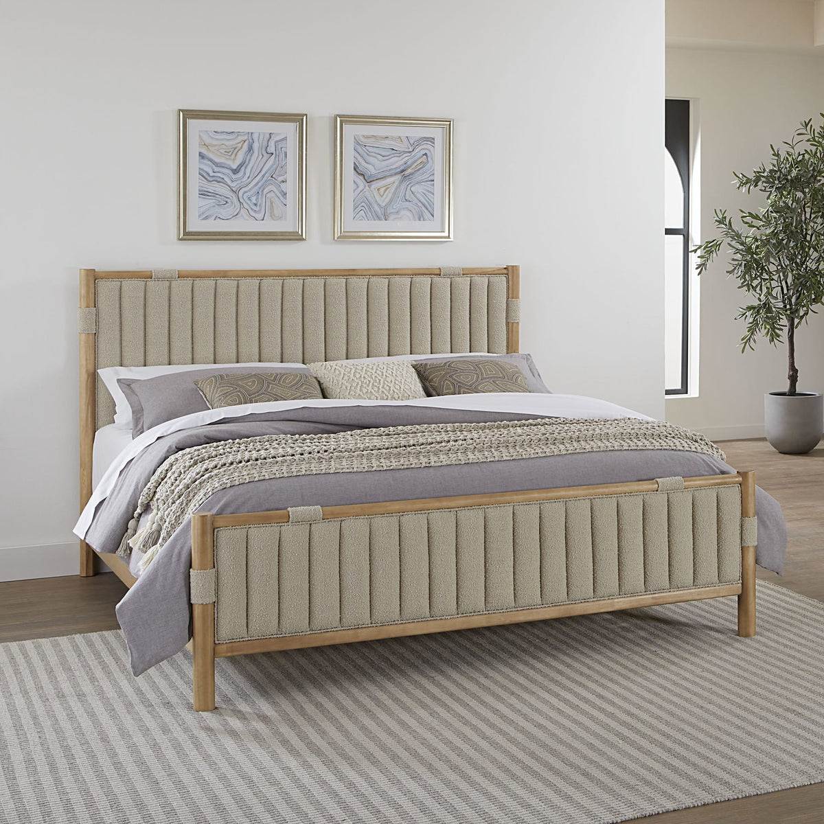 Fiora Upholstered Panel Bed in Ginger and Brun Bouclé-thumbmail-2