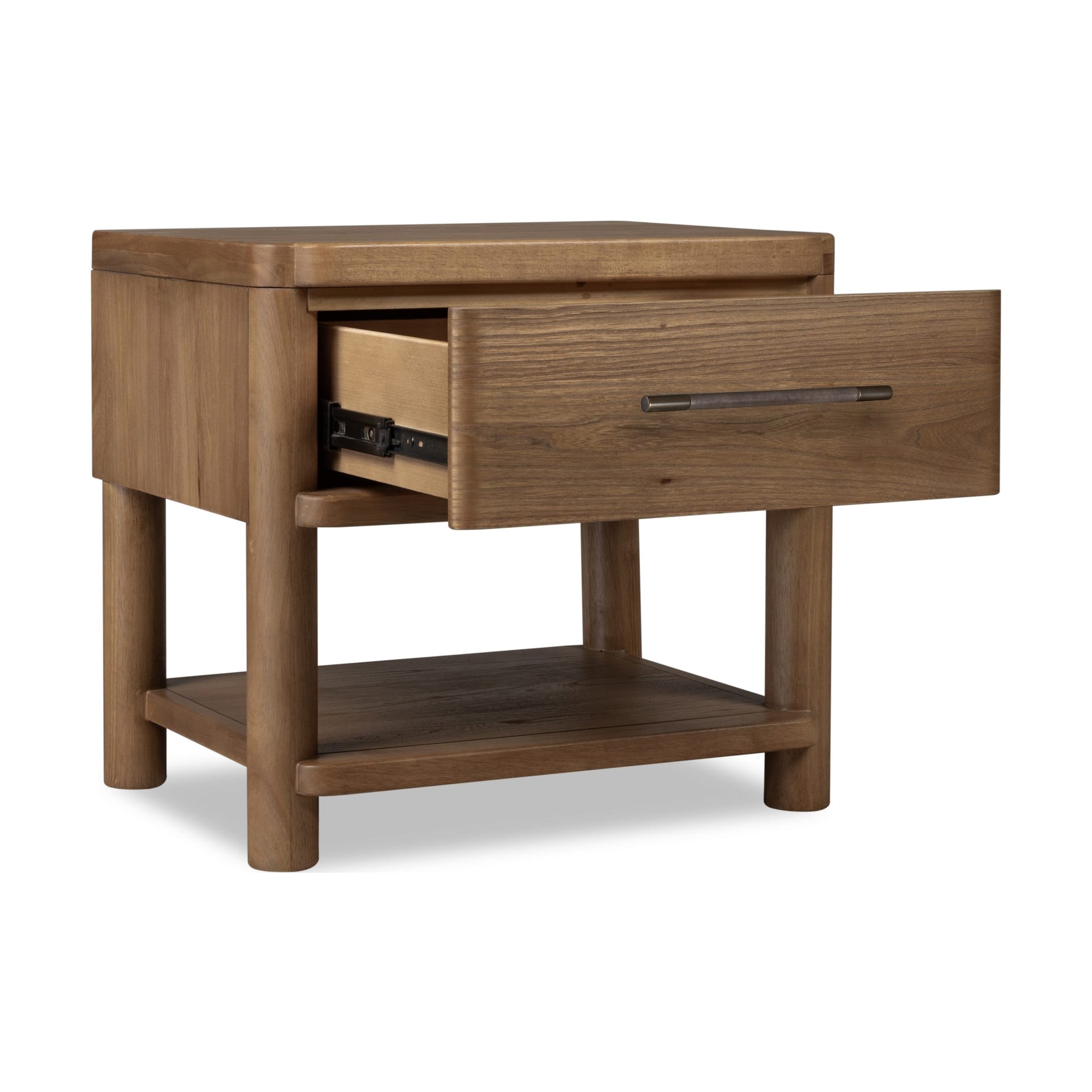 Perla 1-Drawer Nightstand with Open Shelf – Cabin Glow Finish-thumbmail-3