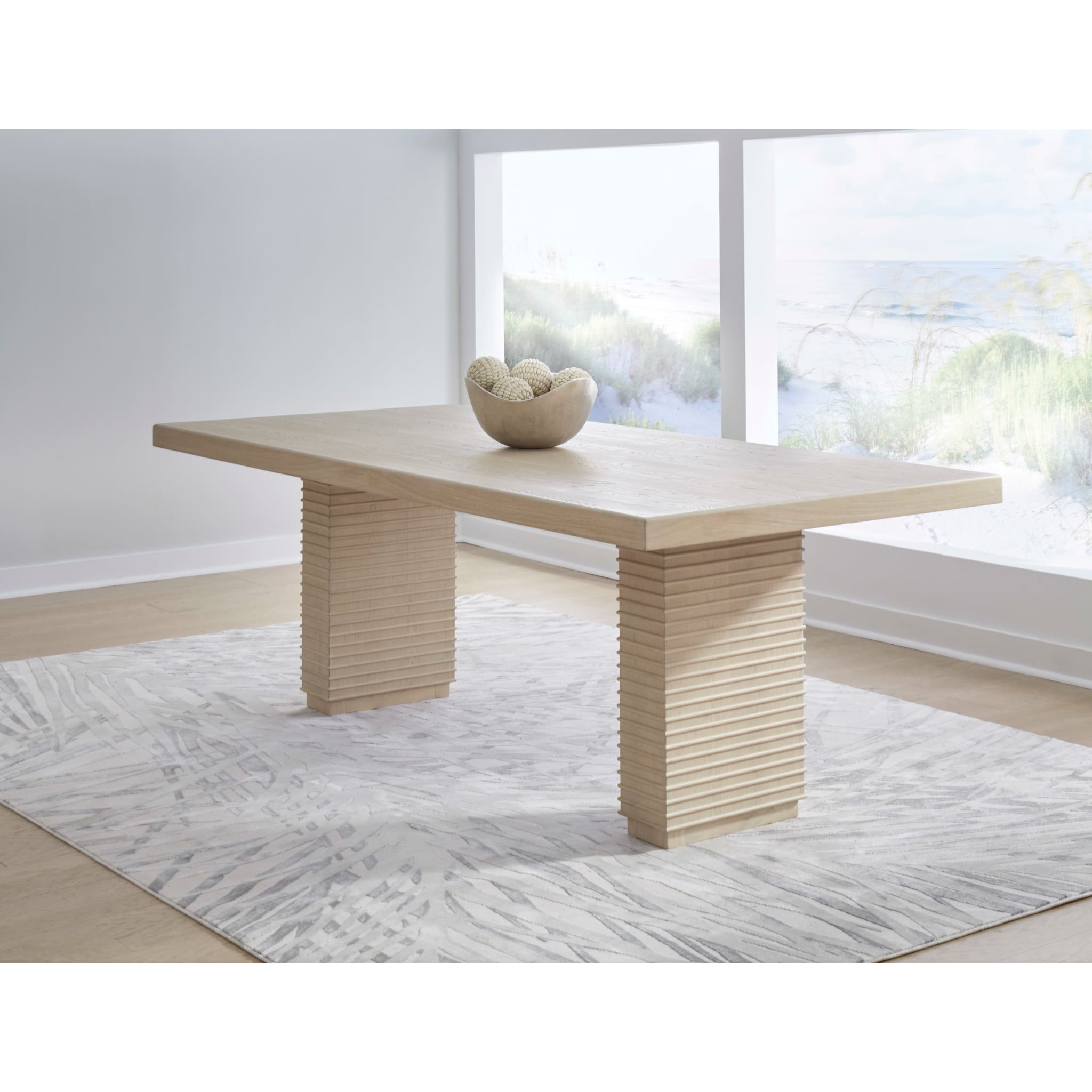 Solveig Double Pedestal Wooden Dining Table – Daffodil Finish-thumbmail-2