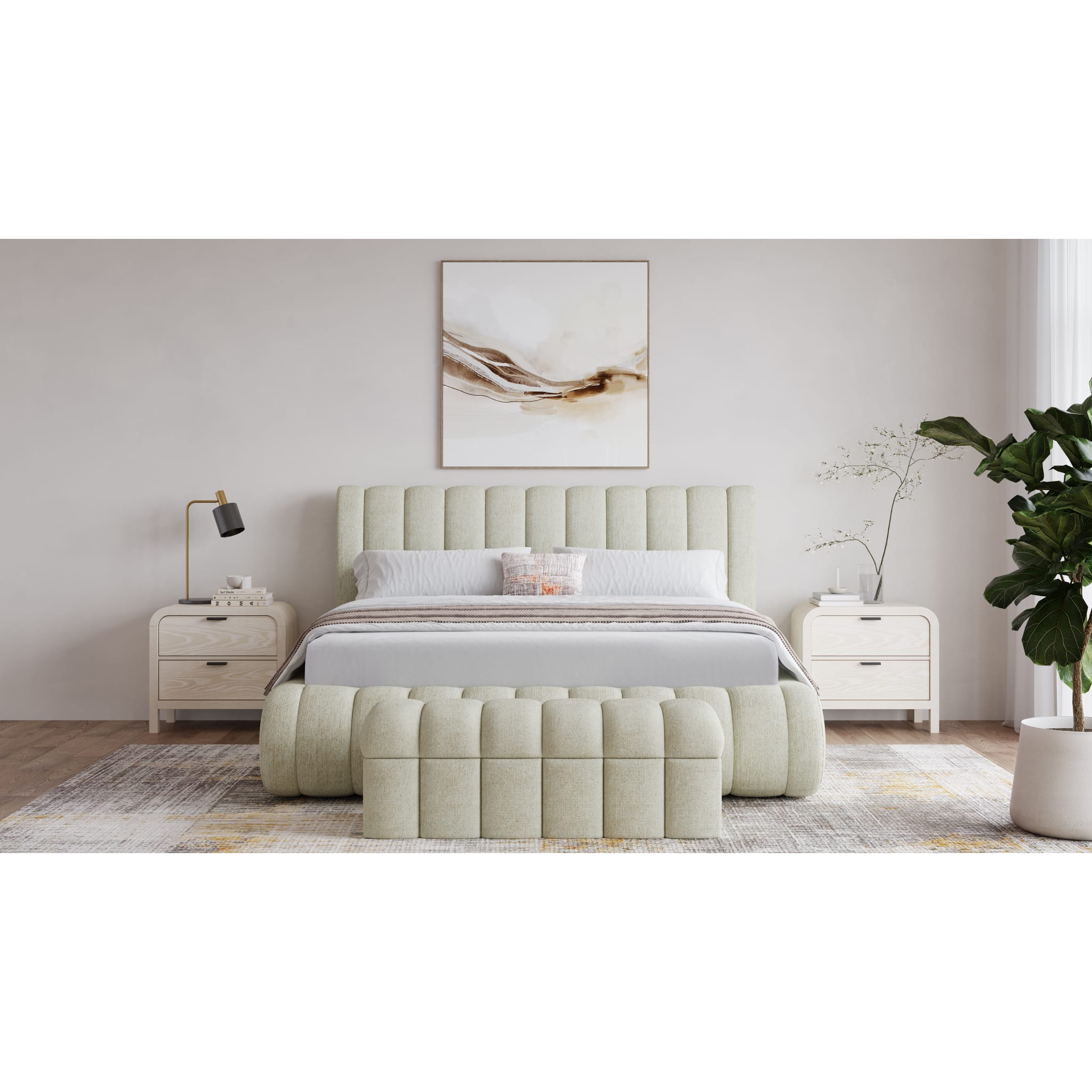 Silla Upholstered Bed with Tall Headboard in Sandy Chenille-thumbmail-3