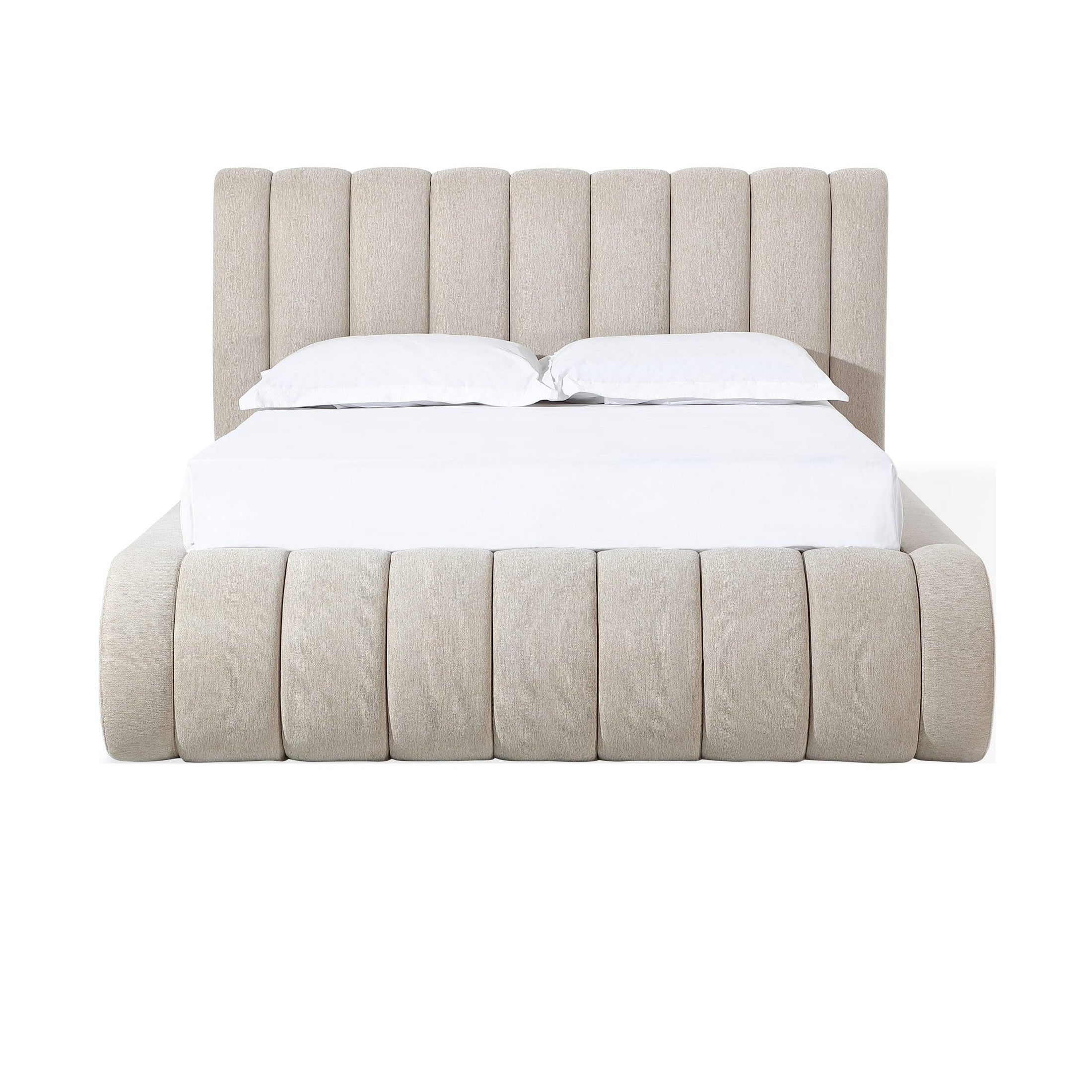 Silla Upholstered Bed with Tall Headboard in Sandy Chenille-thumbmail-1