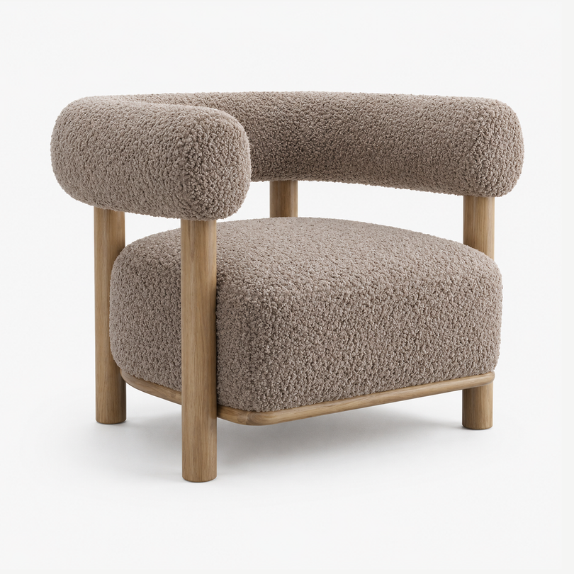 Metsa Modern Upholstered Accent Chair with Ash Wood Legs-thumbmail-2