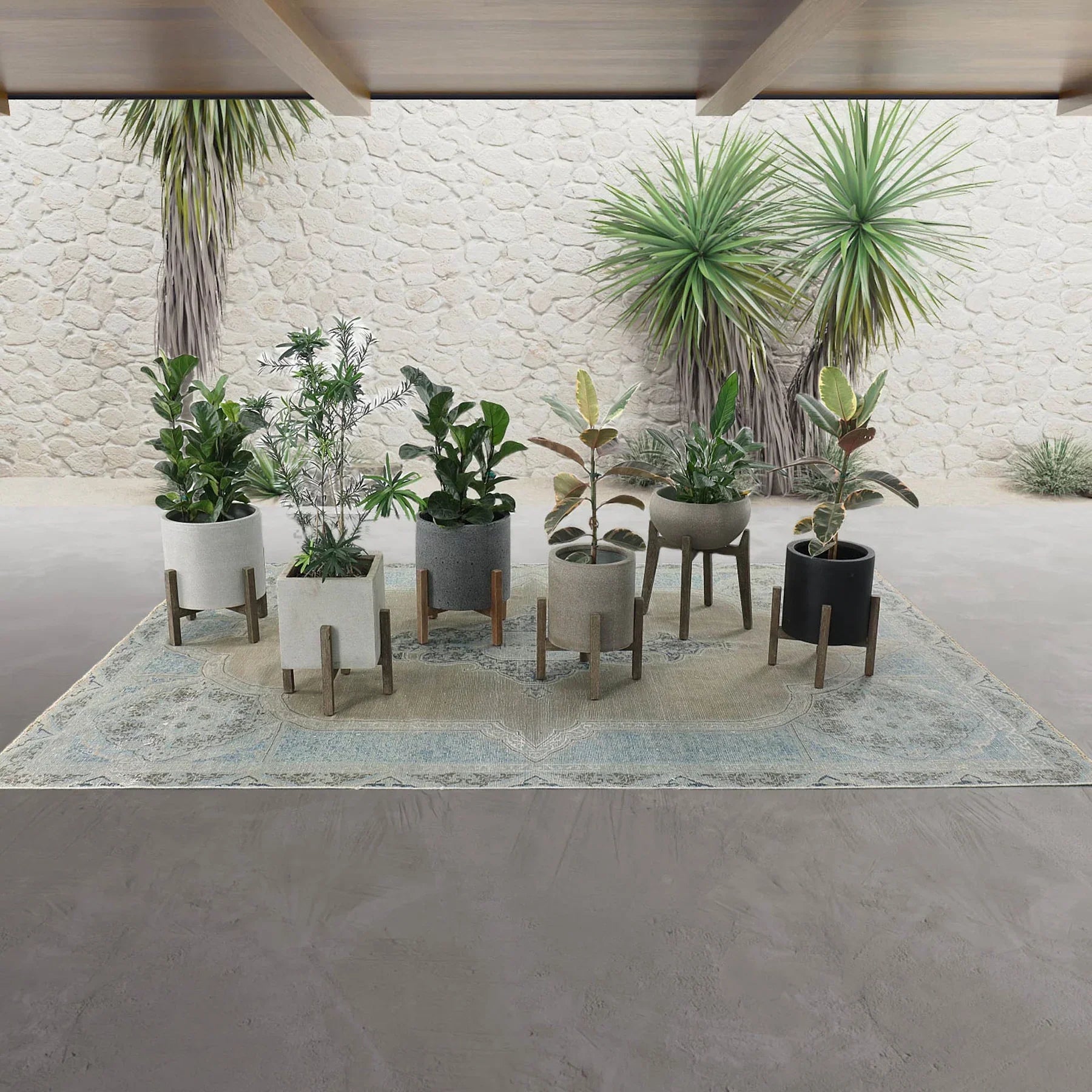 Patio Round Standing Pot - Grey Stone-thumbmail-2