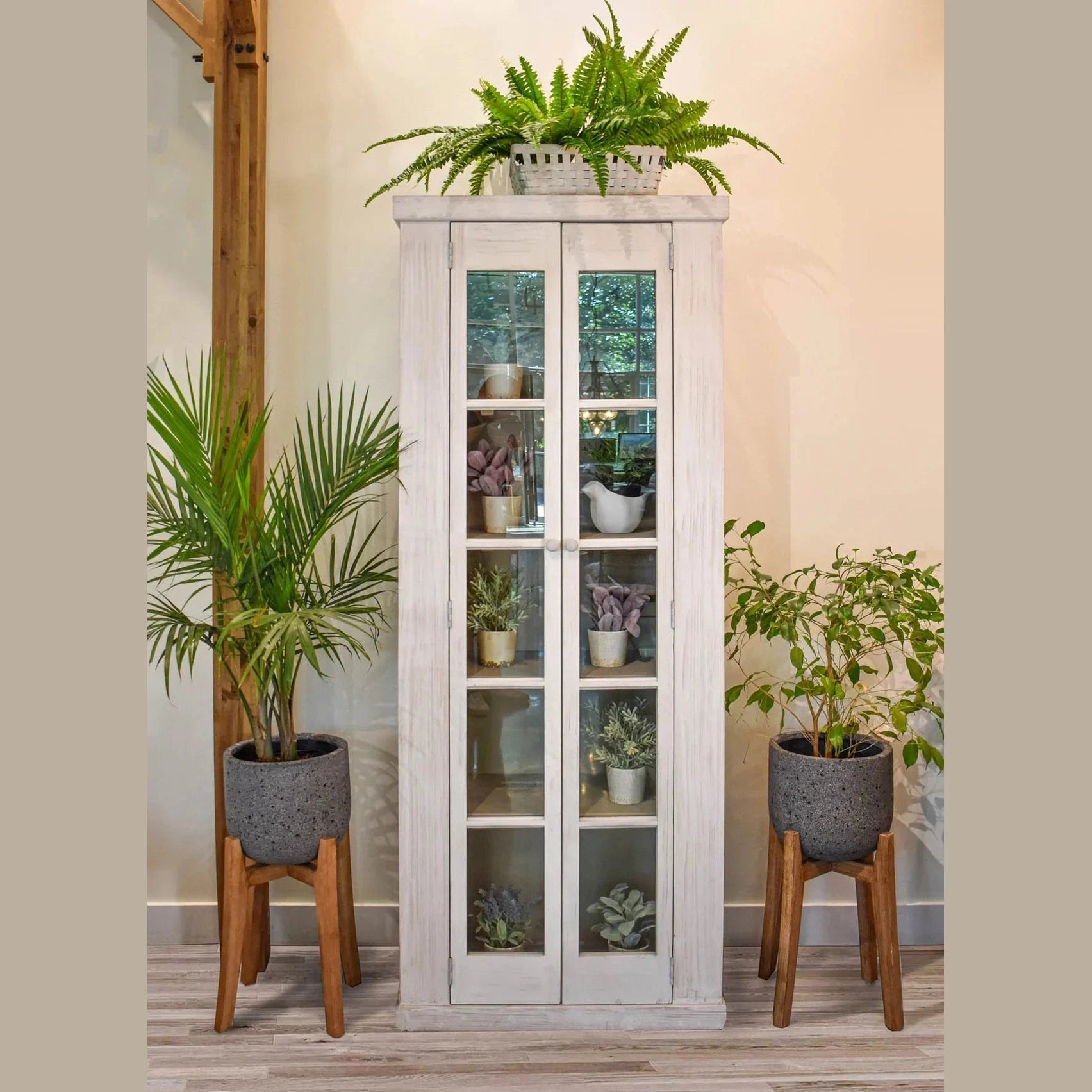 Patio Large Round Standing Pot - Grey Stone