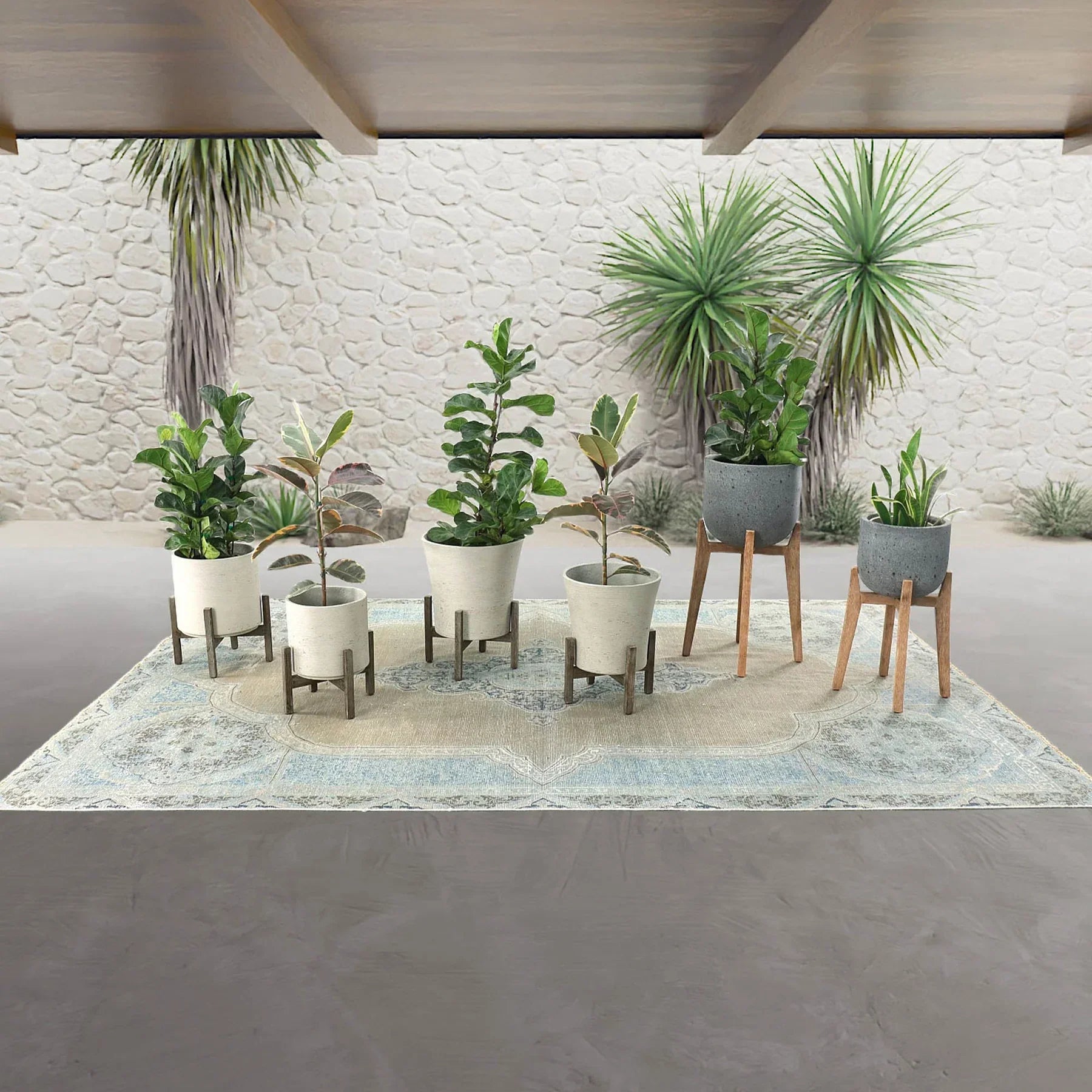 Patio Small Round Standing Pot - Grey Stone-thumbmail-4
