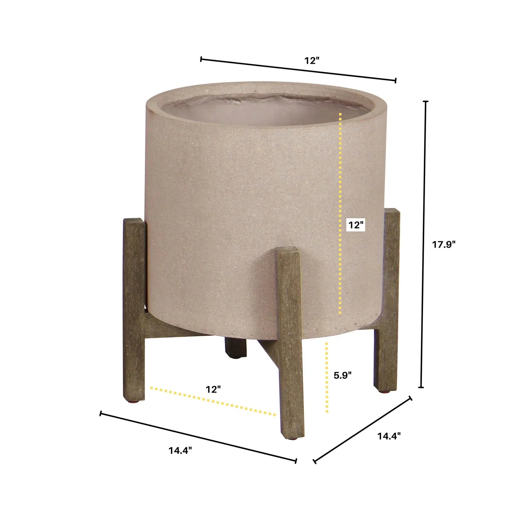 Patio Round Standing Pot Small - Brown Stone-thumbmail-4