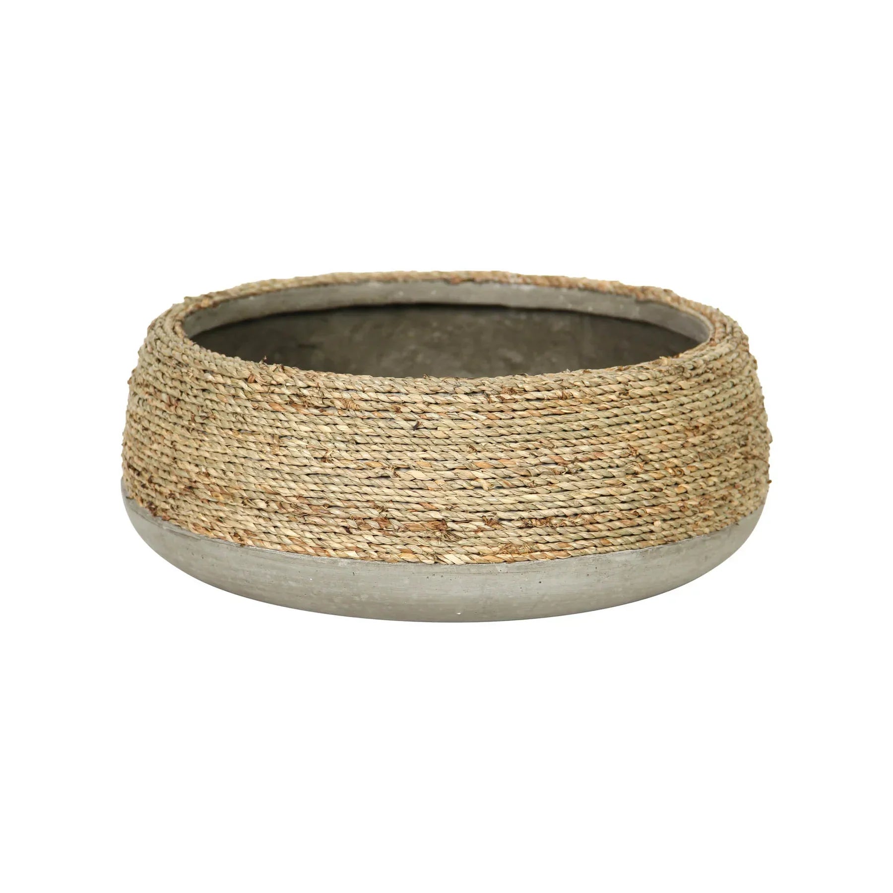 Nature Low Round Grass and Concrete Pot-thumbmail-1