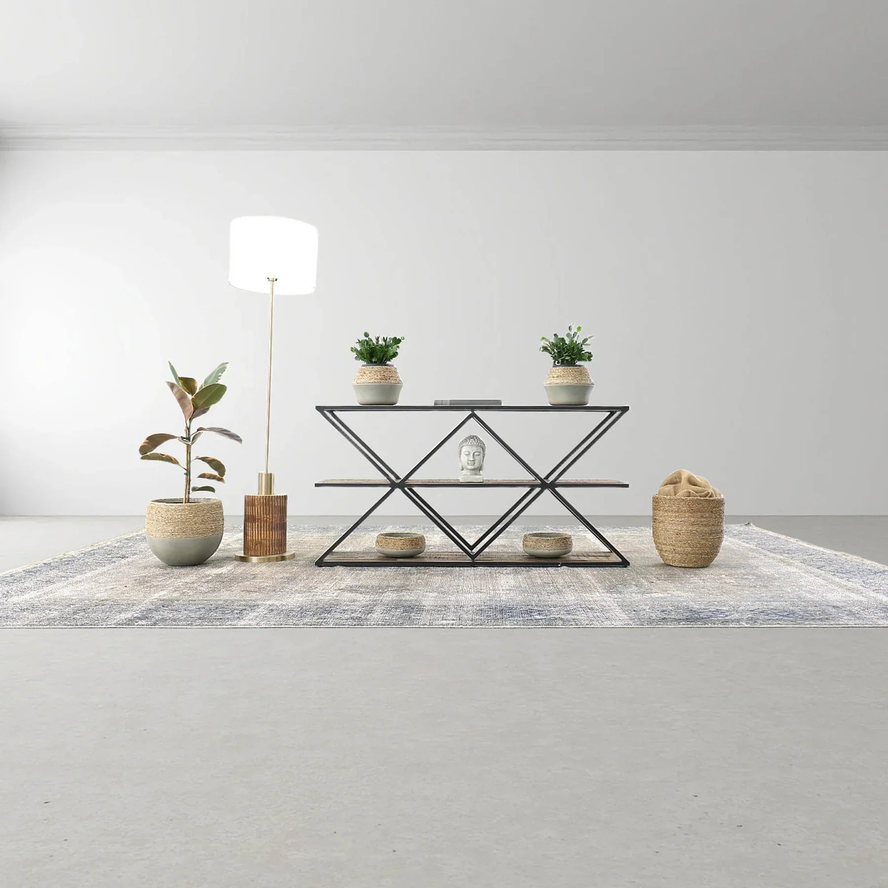 Nature Milk Jug Grass and Concrete Pot
