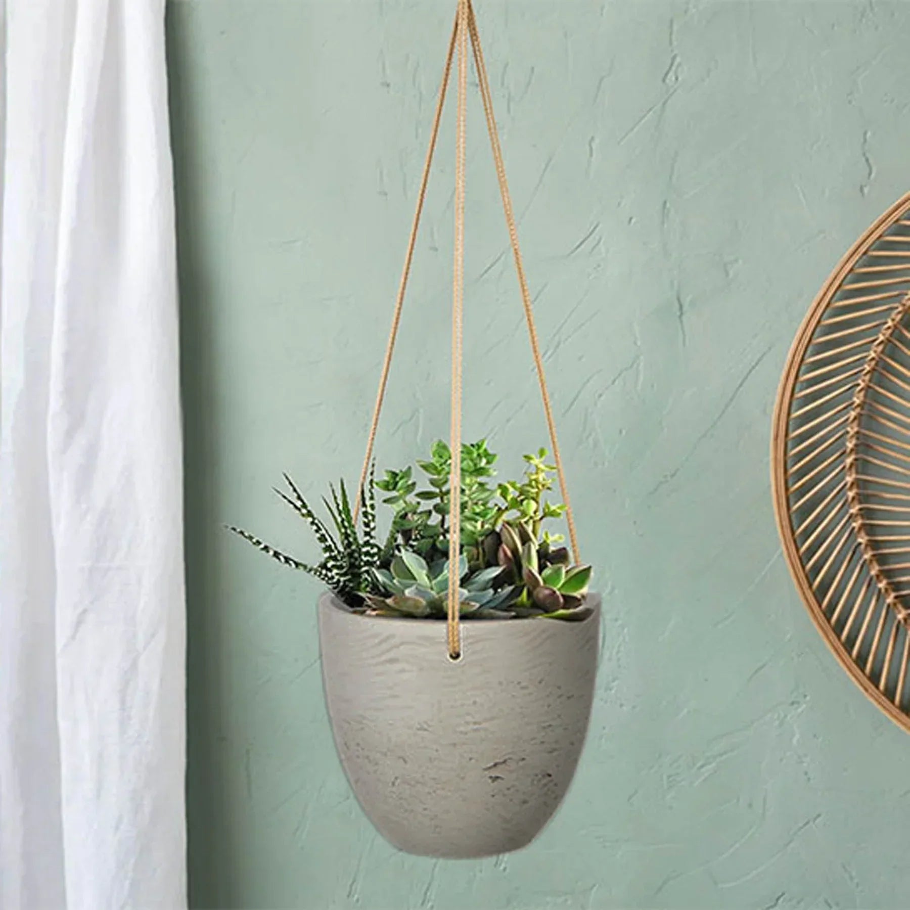 Classic Small Hanging Pot - Cement Grey-thumbmail-2