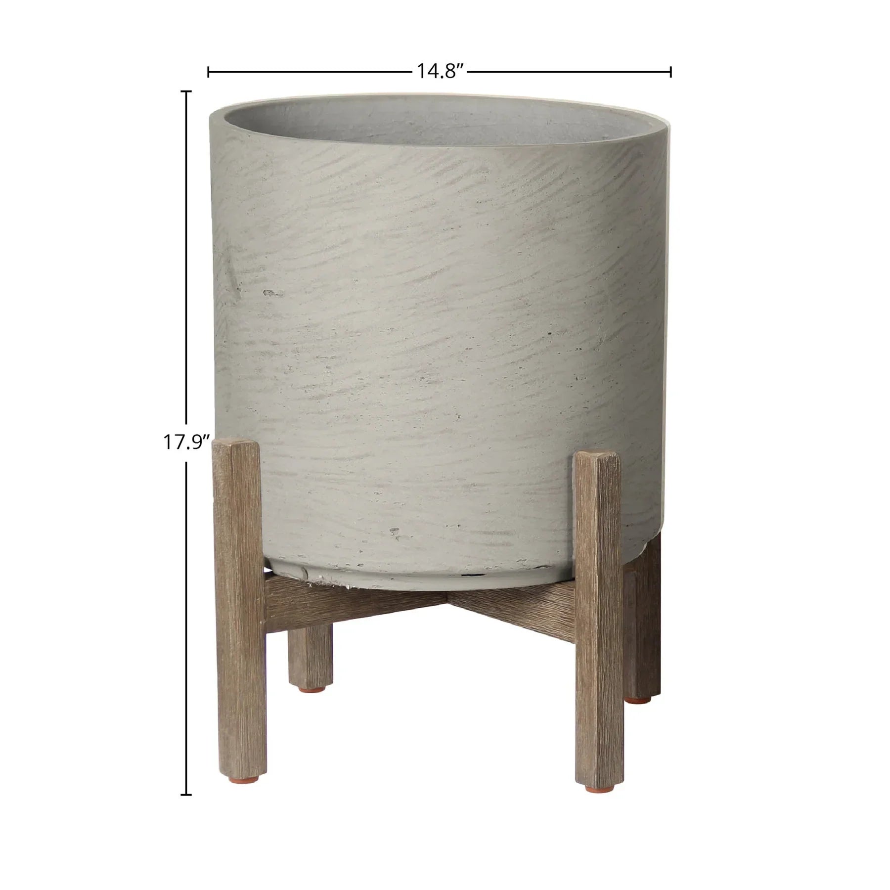 Patio Round Large Standing Pot - Cement Grey-thumbmail-3