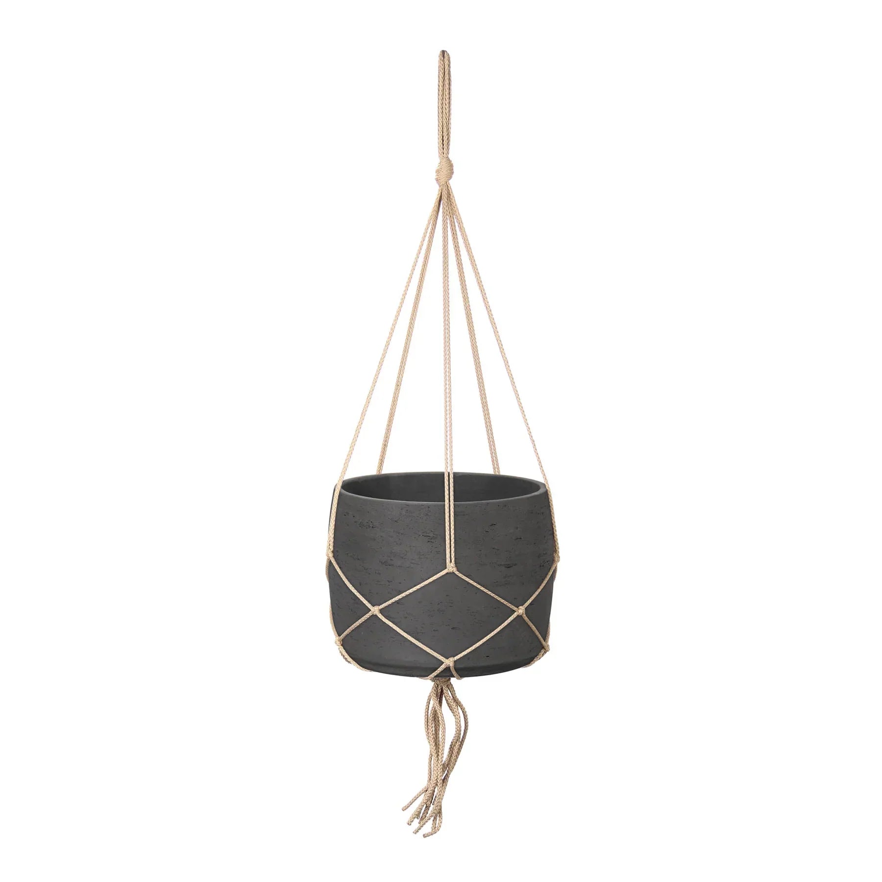 Craft Hanging Pot With Netting - Charcoal Grey-thumbmail-1