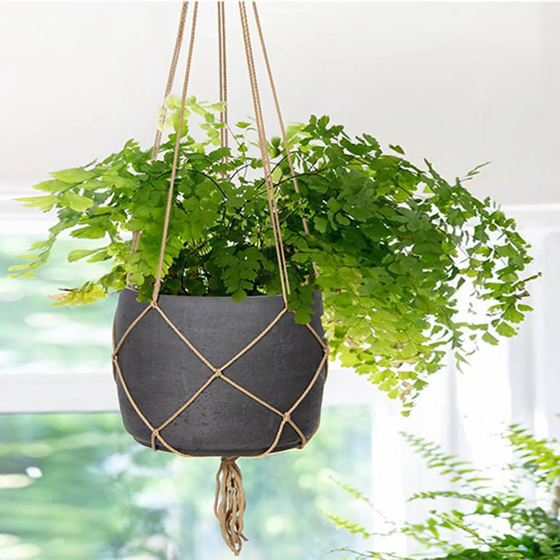 Craft Hanging Pot With Netting - Charcoal Grey-thumbmail-3