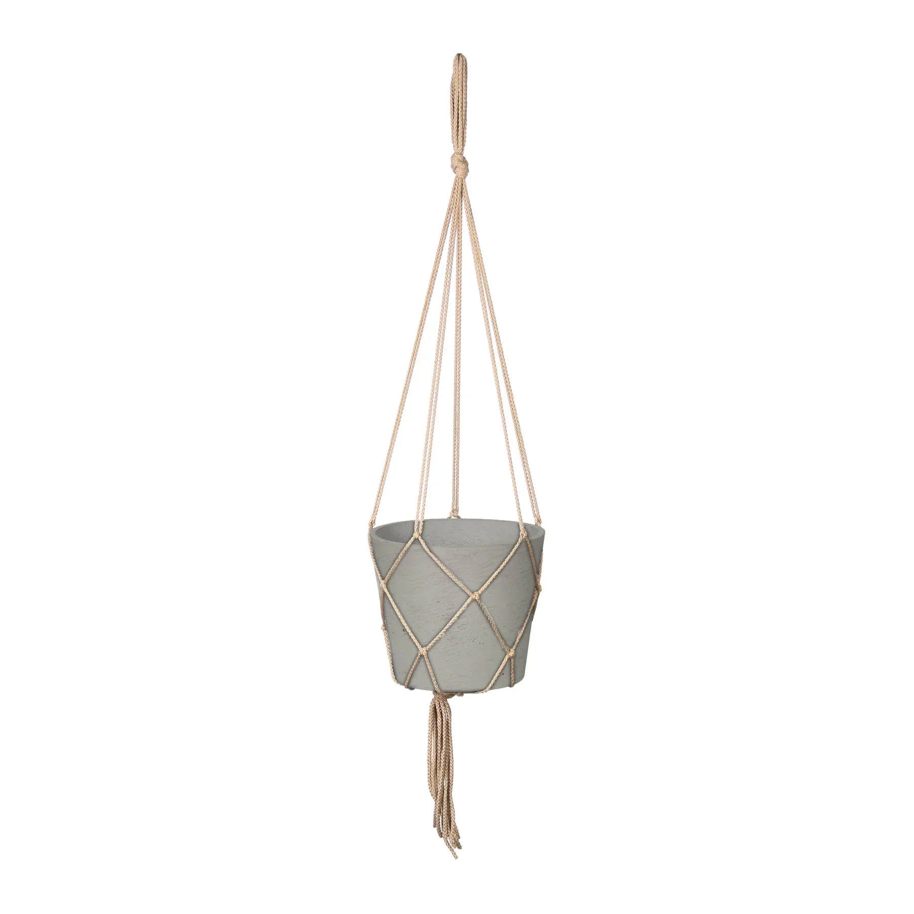 Craft Medium Hanging Pot With Netting - Cement Grey-thumbmail-1