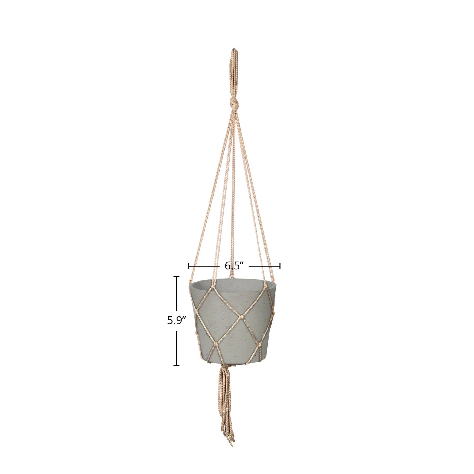 Craft Small Hanging Pot With Netting - Cement Grey-thumbmail-3