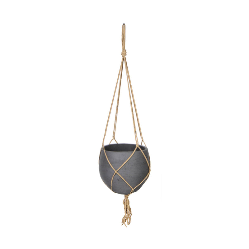 Craft Small Hanging Pot With Netting - Charcoal Grey