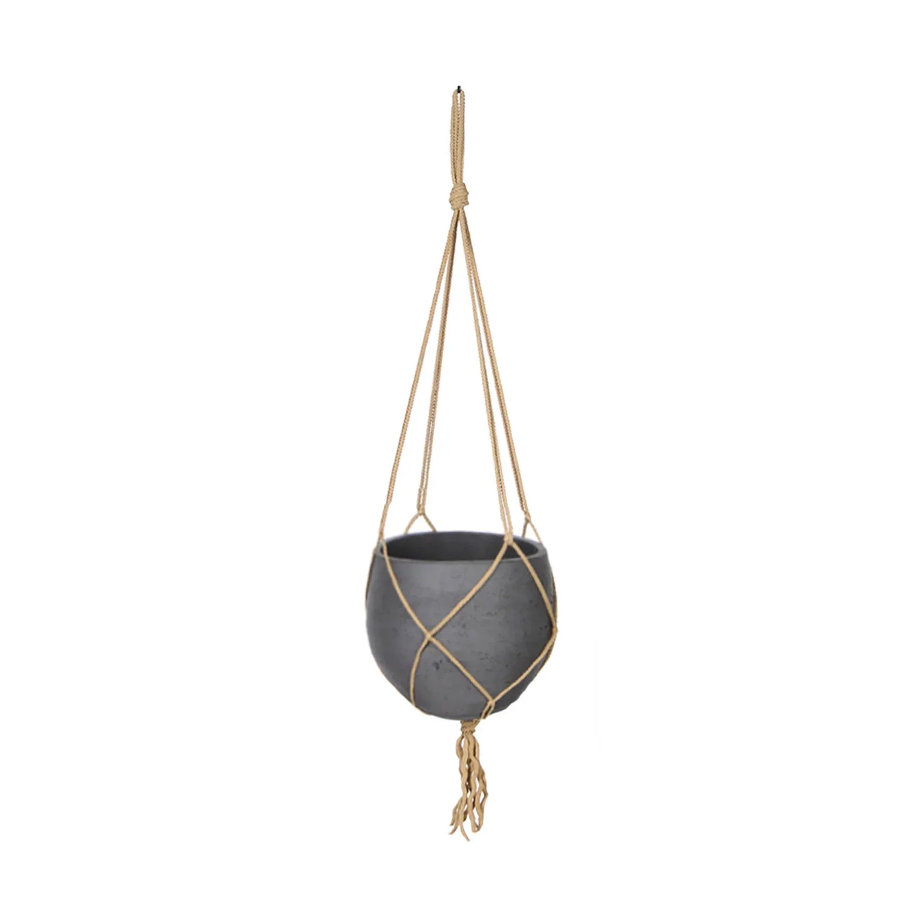 Craft Small Hanging Pot With Netting - Charcoal Grey-thumbmail-1
