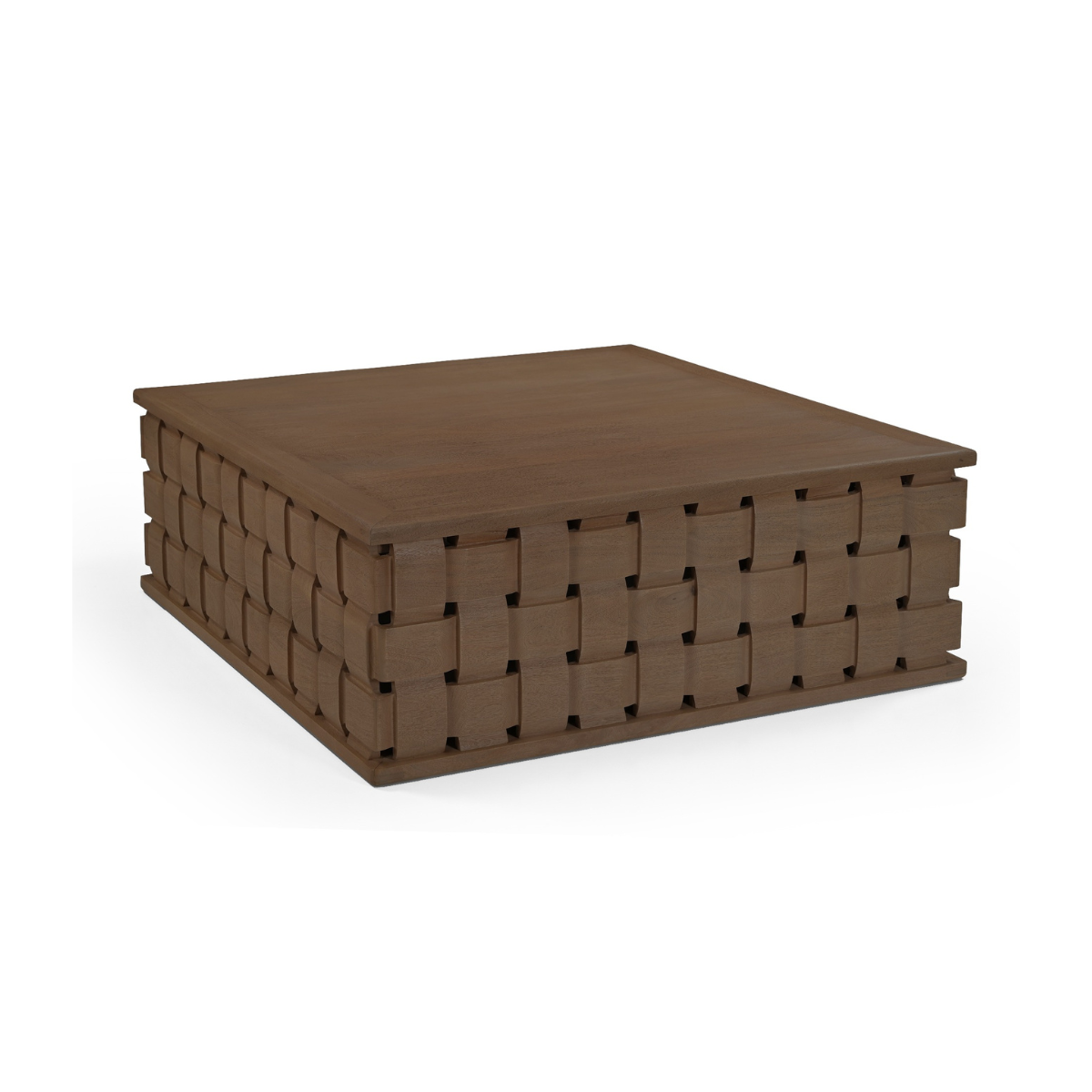 Pre - sale Only : Trellyn 48" Carved Woven Base Square Coffee Table-thumbmail-2