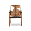 Direct head-on shot highlighting the unique natural cowhide pattern on the seat and backrest
