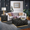 Roman Faux Marble End Table - Black