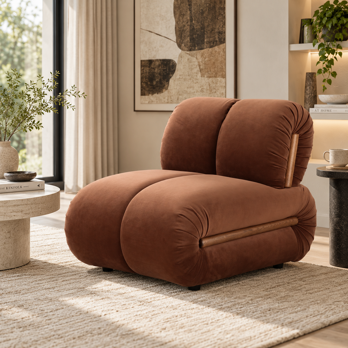 Roux Plush Lounge Accent Chair – Cognac Brown-thumbmail-2