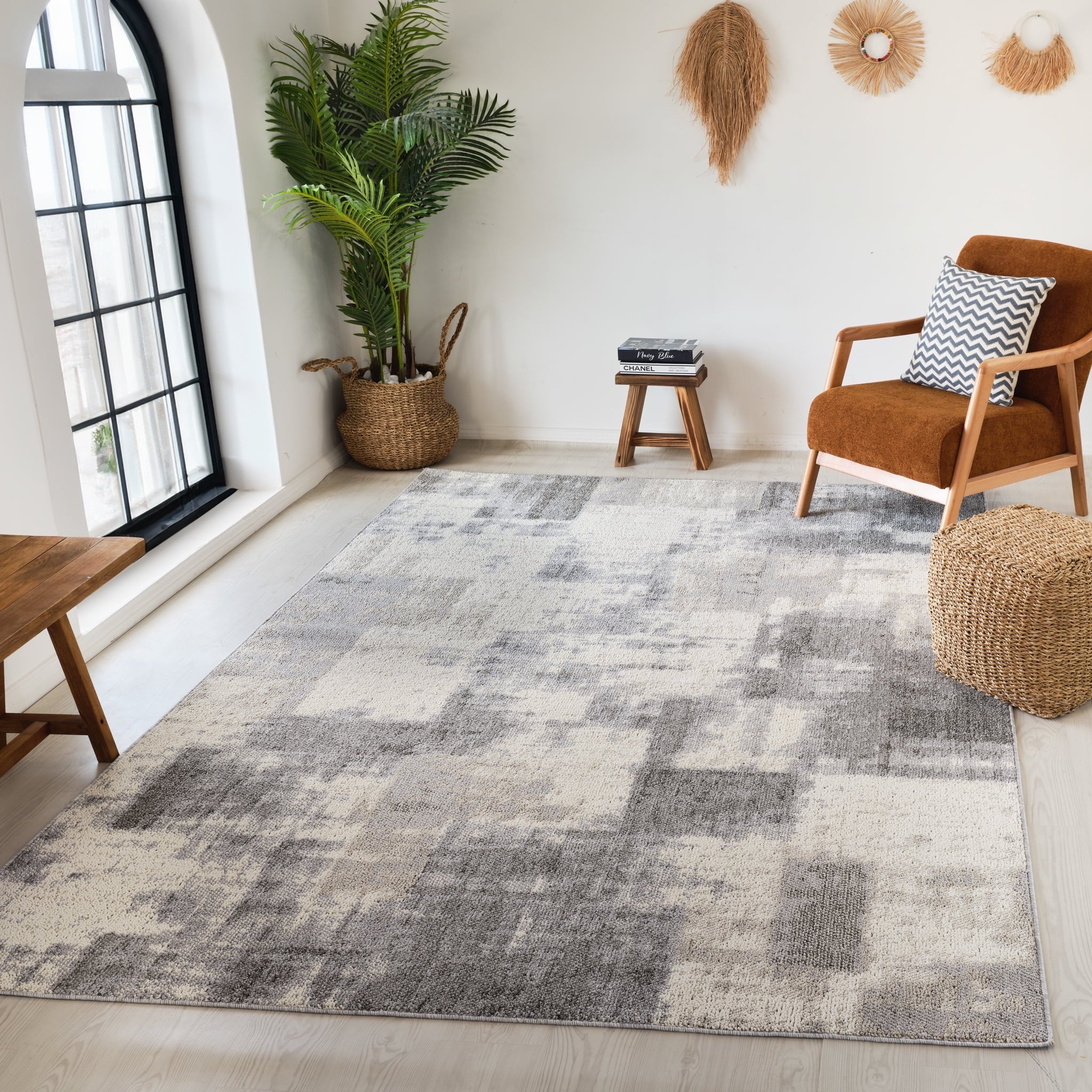 Bali Cream Contemporary Patchwork Area Rug – 5x8"-thumbmail-5
