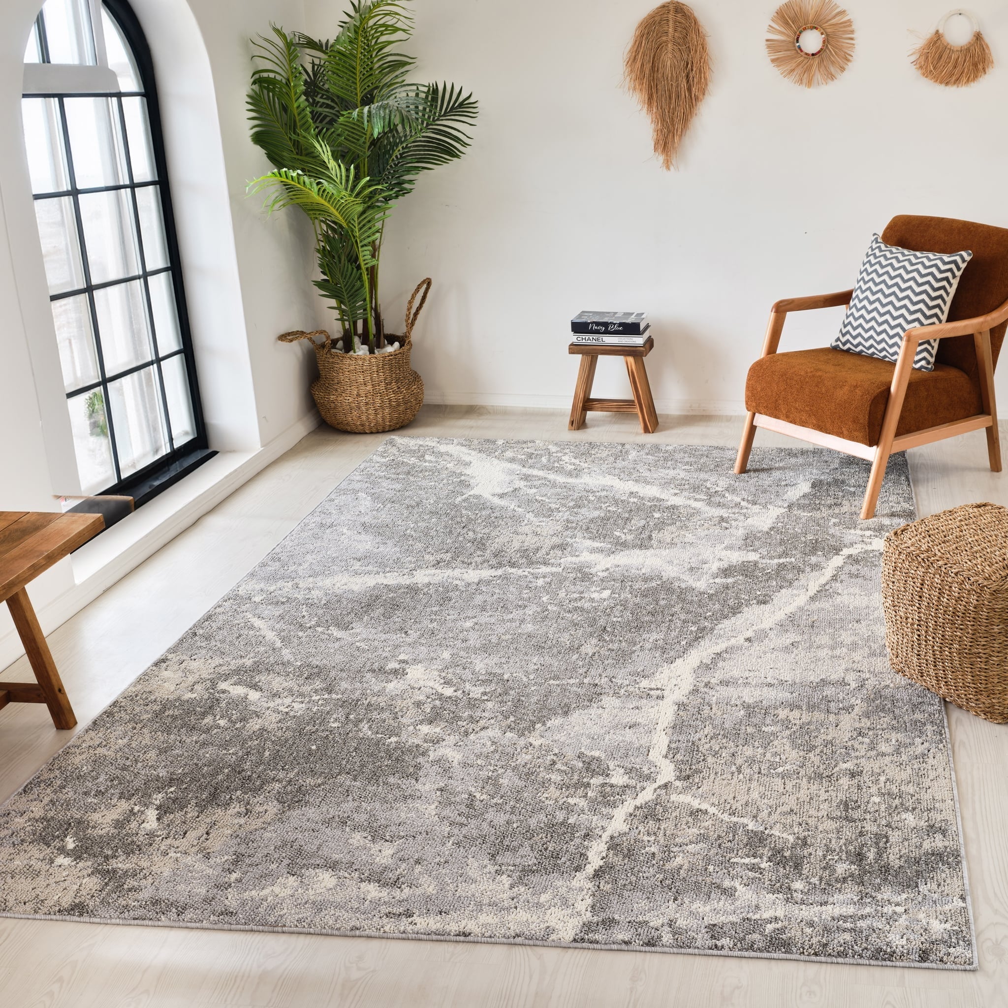 Bali Cream Contemporary Patchwork Area Rug – 5x8"-thumbmail-2