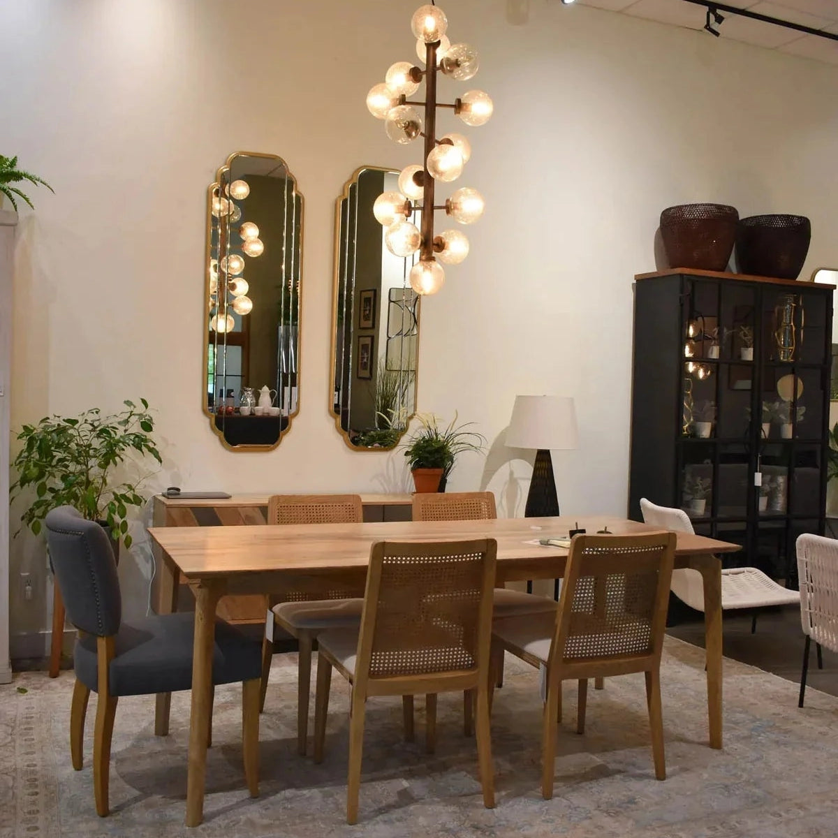 Cane Dining Chair - Oyster Linen/Natural Frame