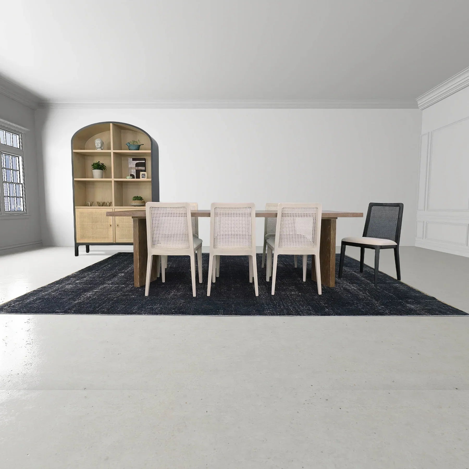 Cane Dining Chair - Oyster Linen