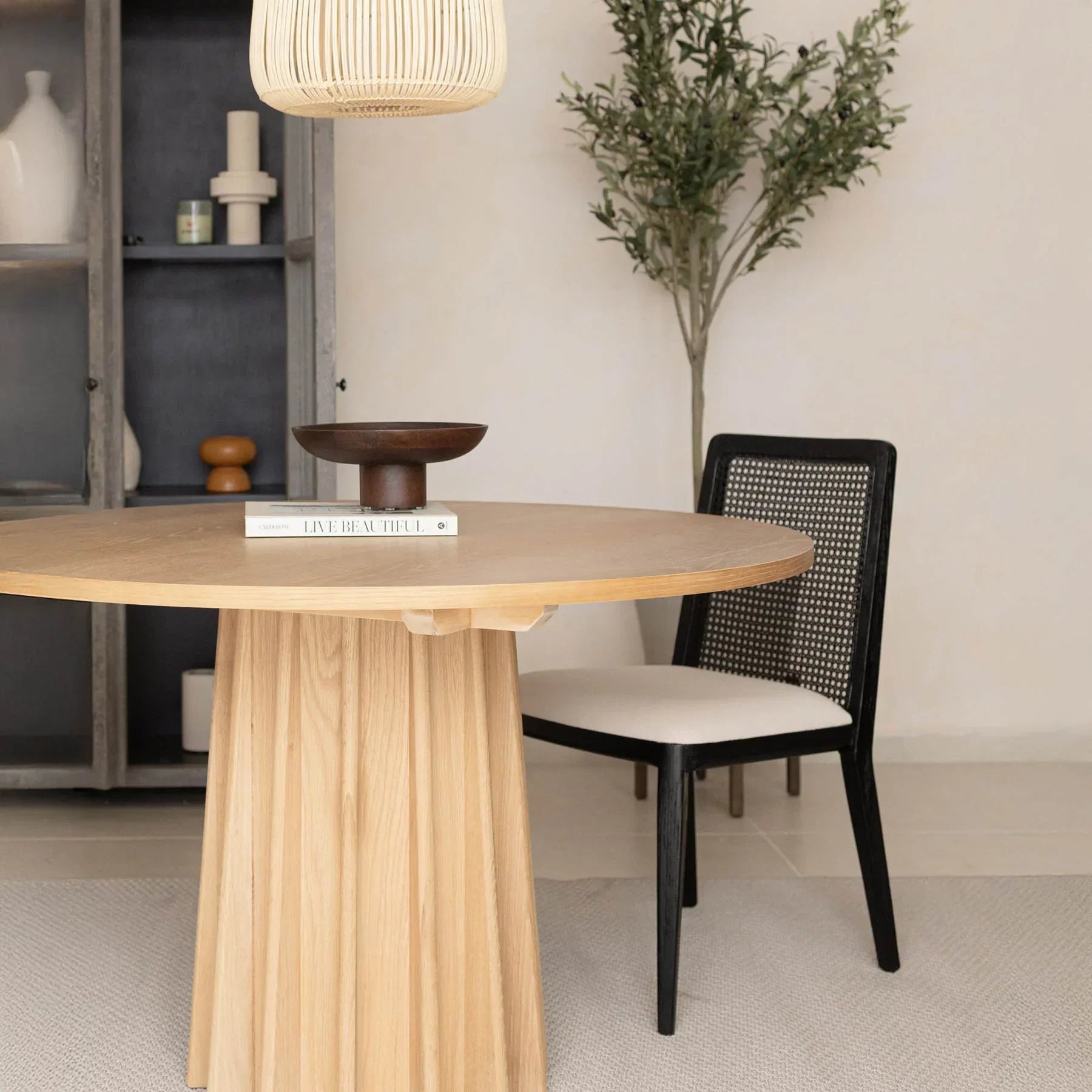 Cane Dining Chair - Oyster Linen