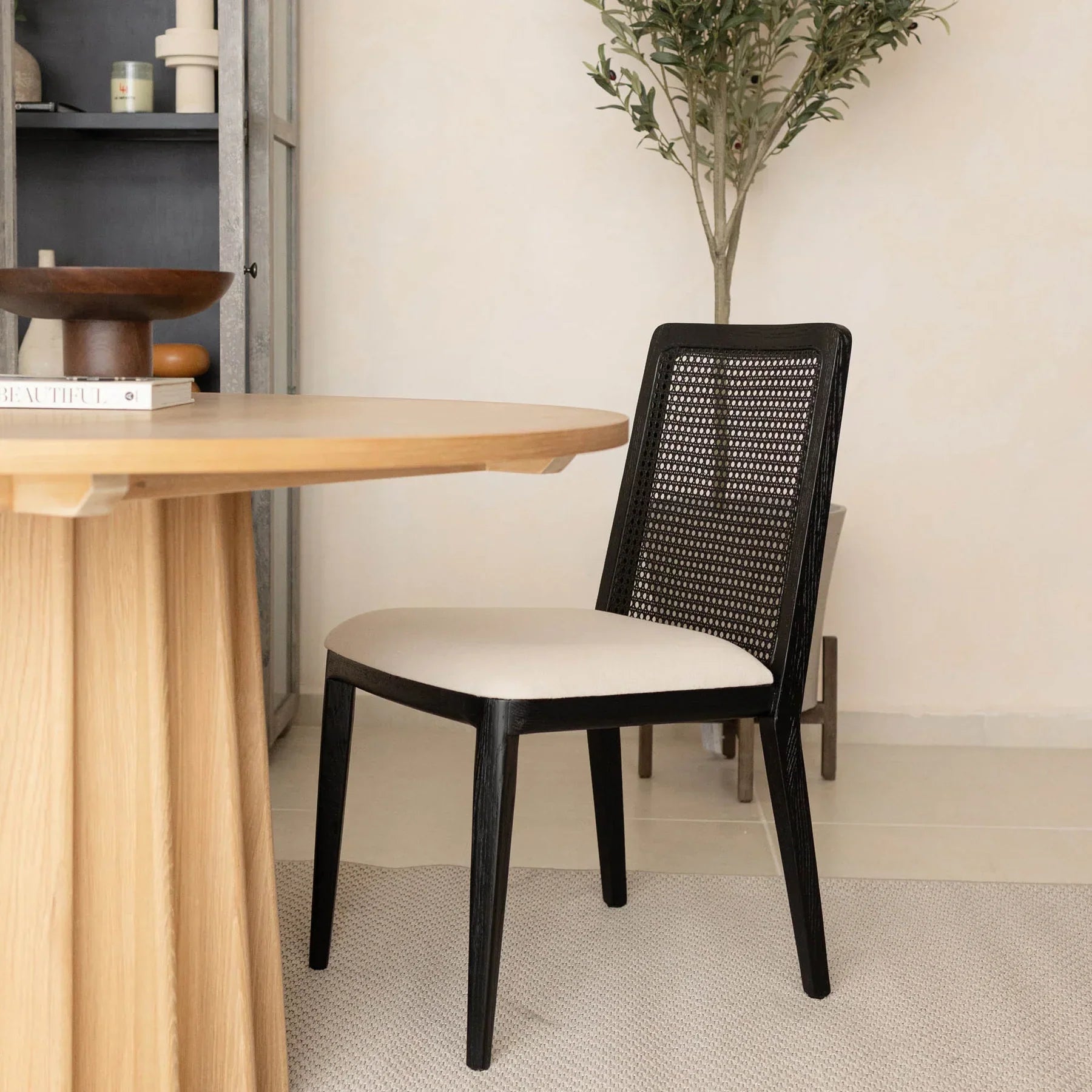 Cane Dining Chair - Oyster Linen