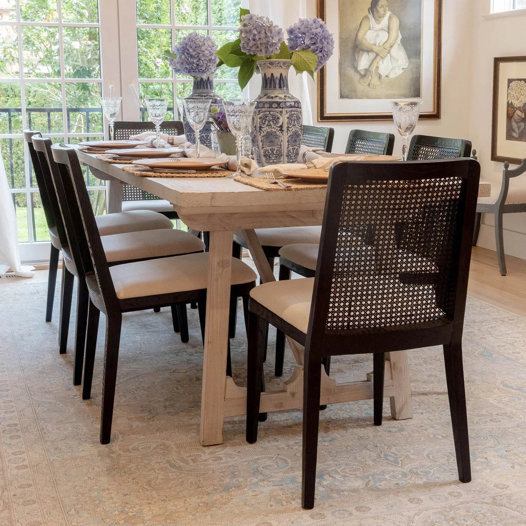 Cane Dining Chair - Oyster Linen