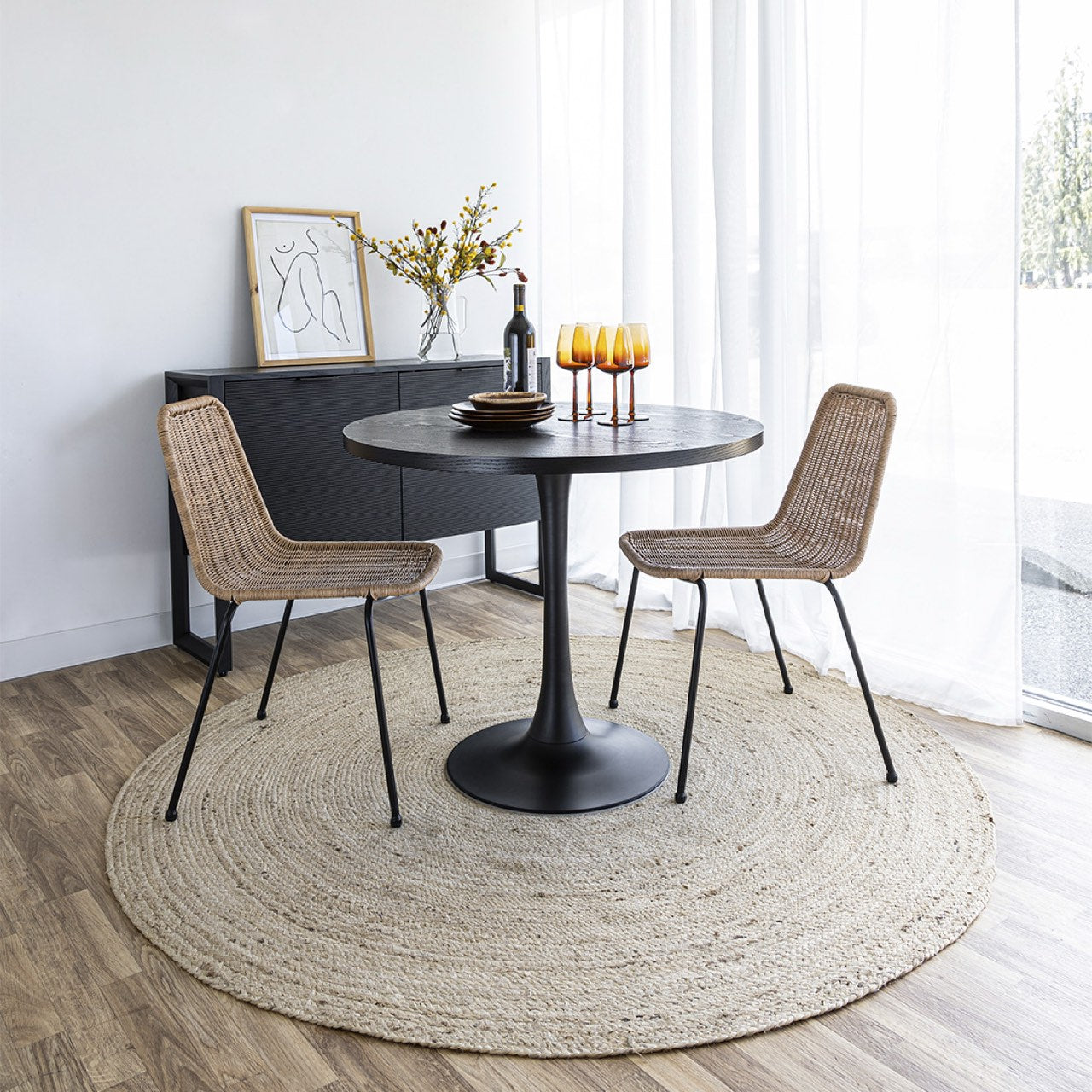 Surface Pedestal Dining Table - Black