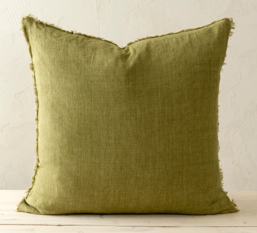 24x24 Lina Linen Pillow Dark Moss
