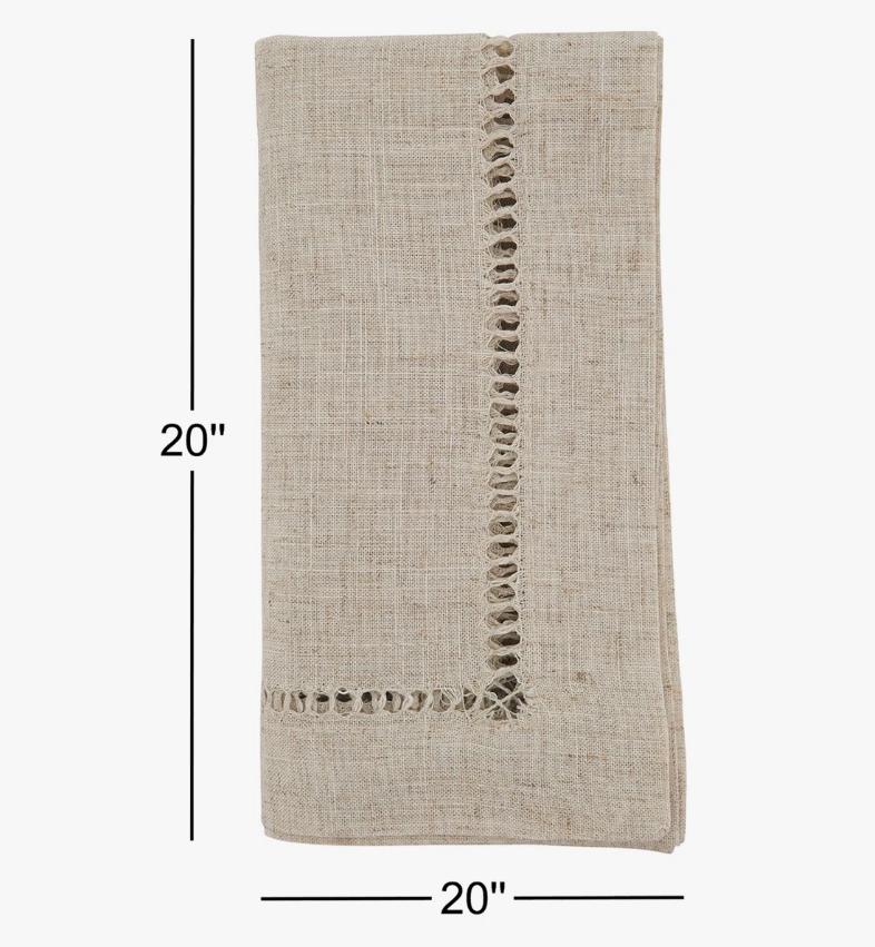 Hemstitched Border Napkin Taupe-thumbmail-4