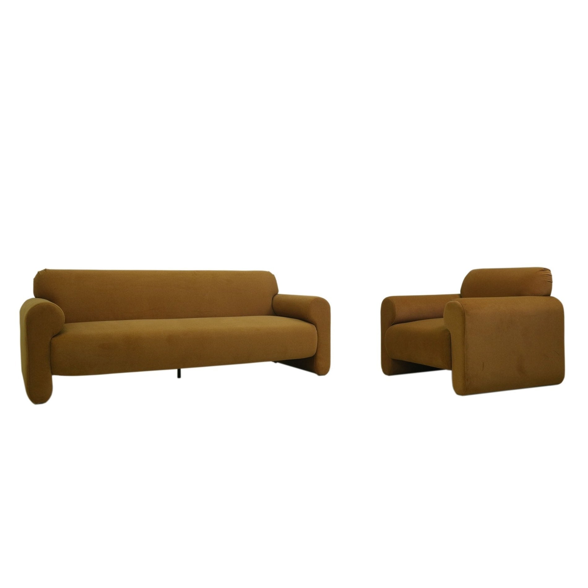 Front view of Torvi roll arm sofa in forest green
