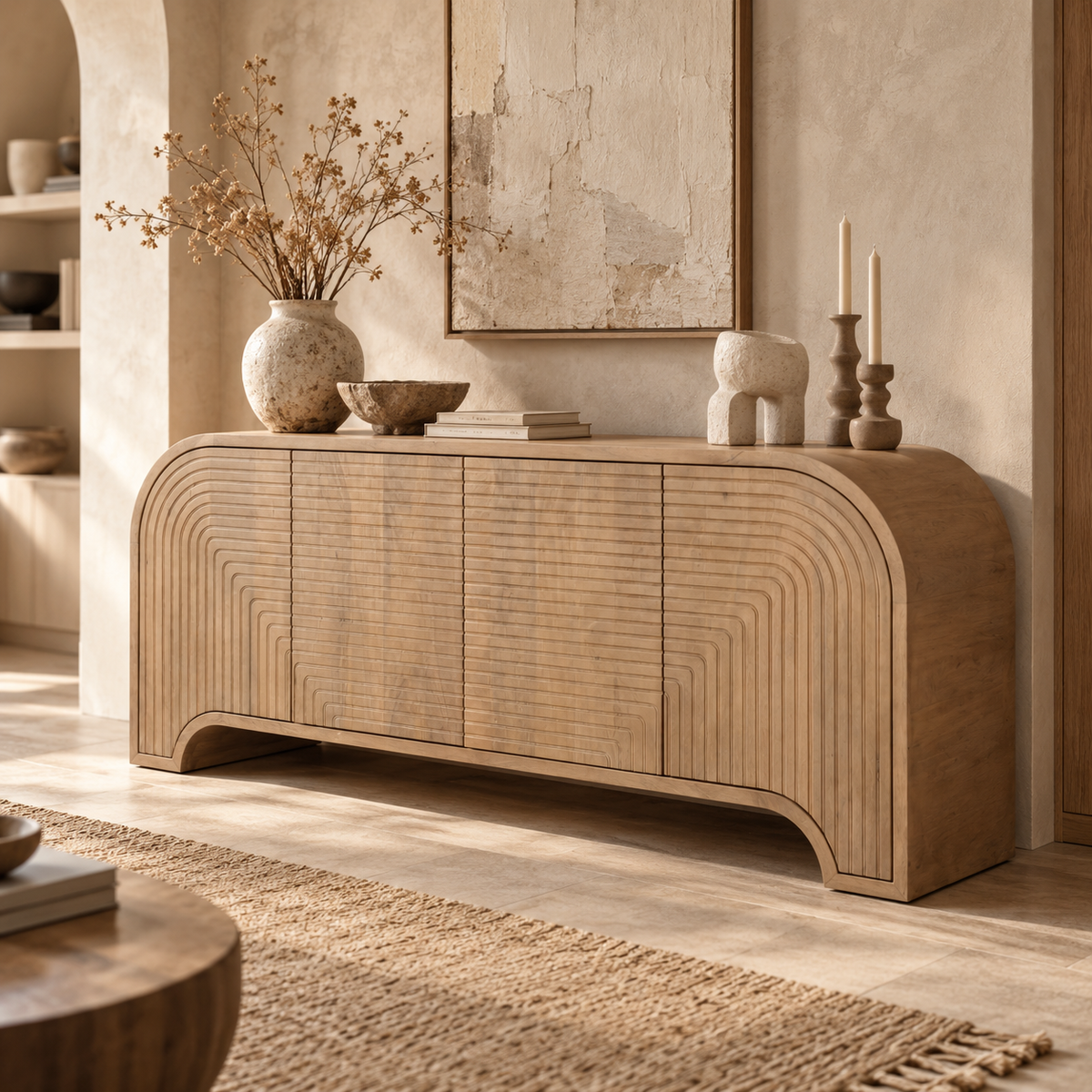 Sorina Reverse Fluted Light Brown Wood Sideboard-thumbmail-2
