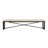 Front view of the Starlight bench featuring a light oak wood top and a black metal frame with cross-brace support