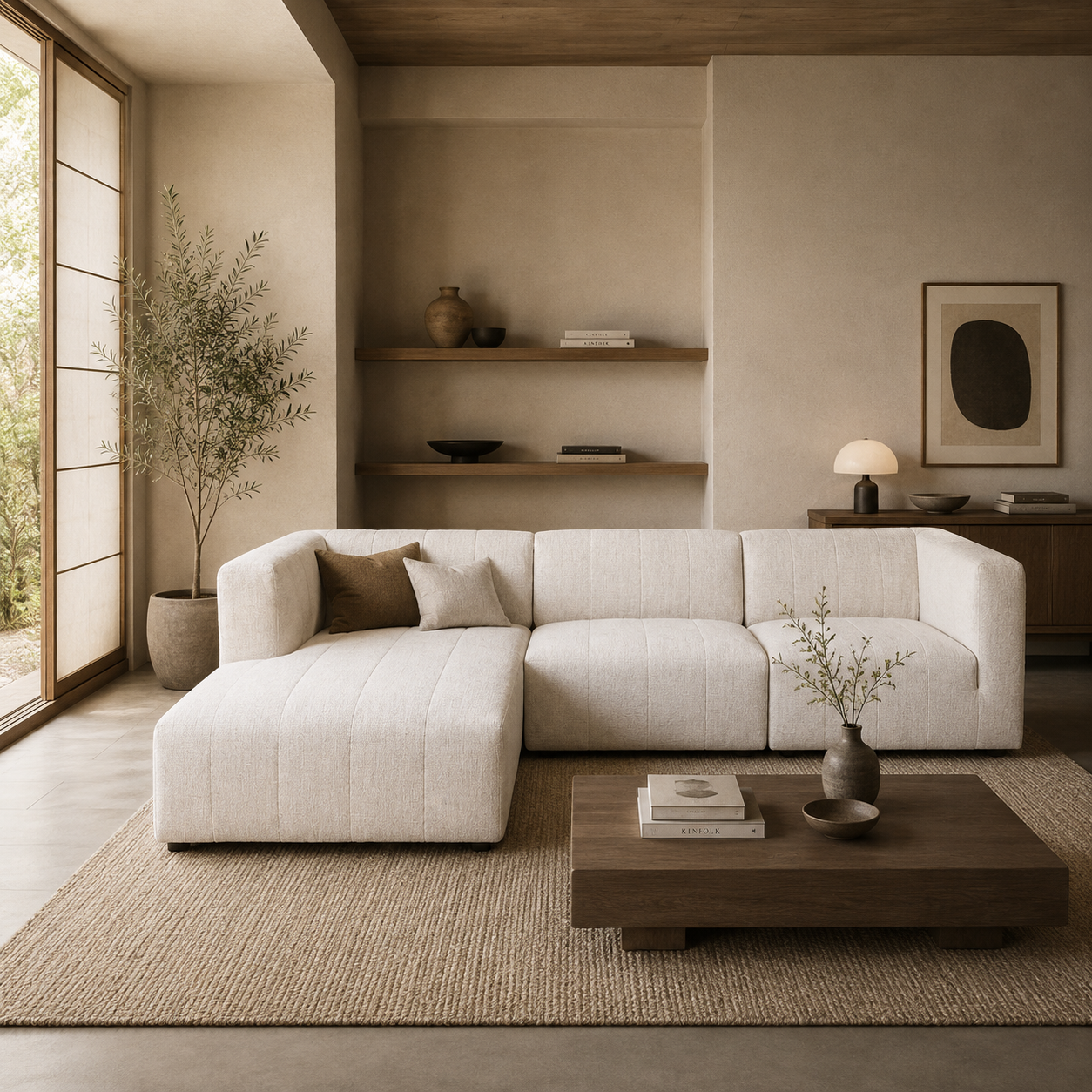 Svala Premium Fabric 3 PCs Sectional - Beige