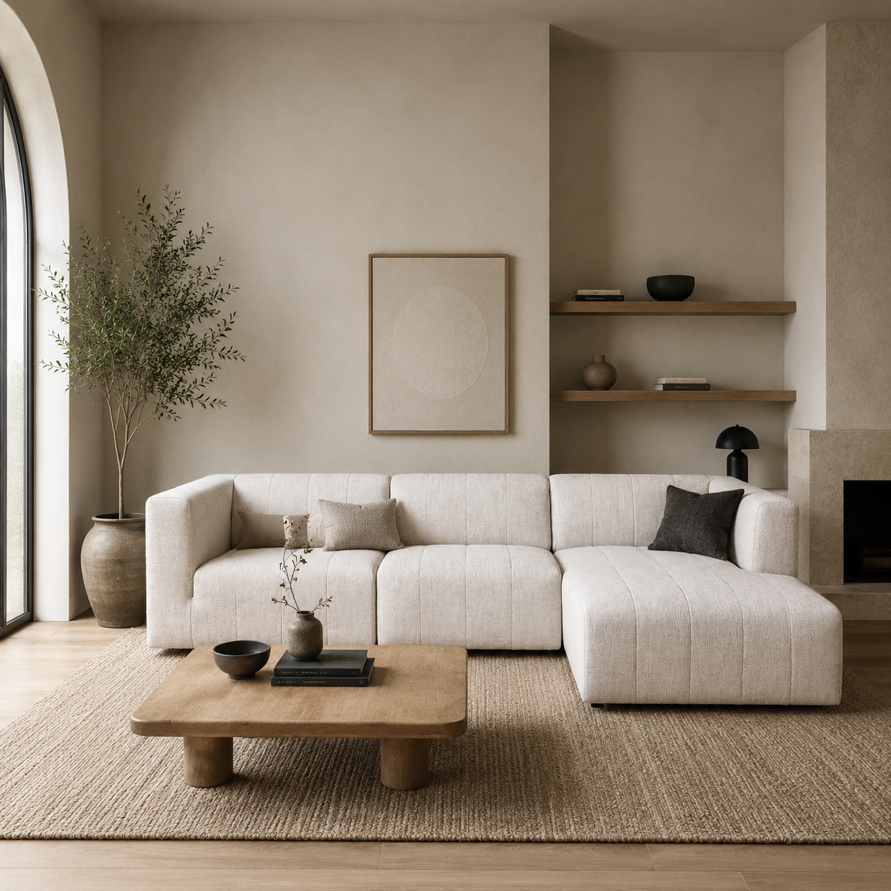 Svala Premium Fabric 3 PCs Sectional - Beige