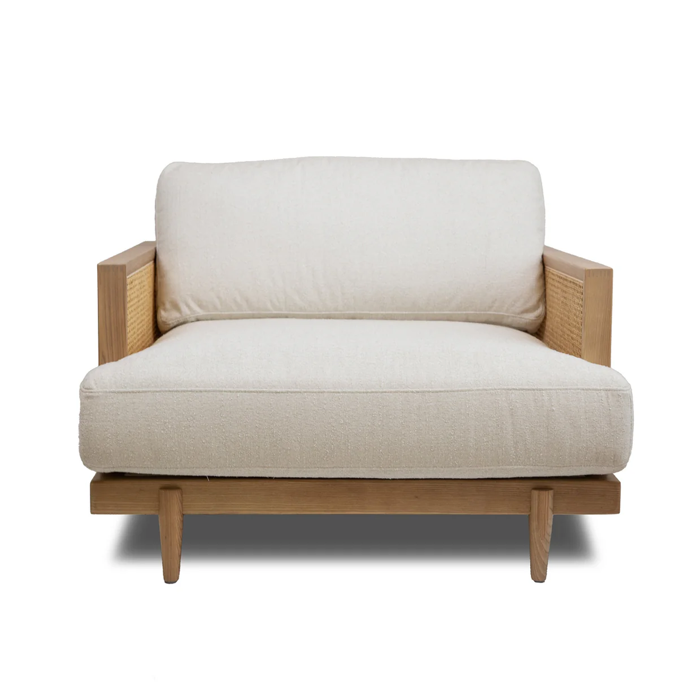 Unio Solid Oak Wood and Fabric Accent Chair - Mellow Ivory