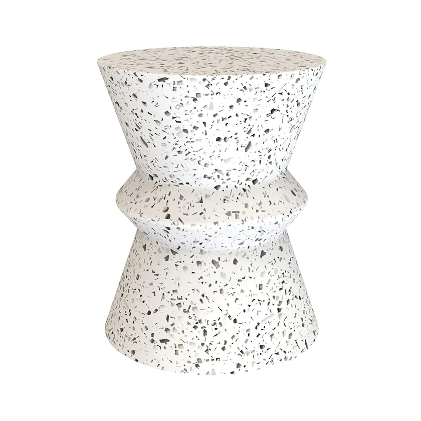 Concrete Hourglass Side Table - Terrazzo